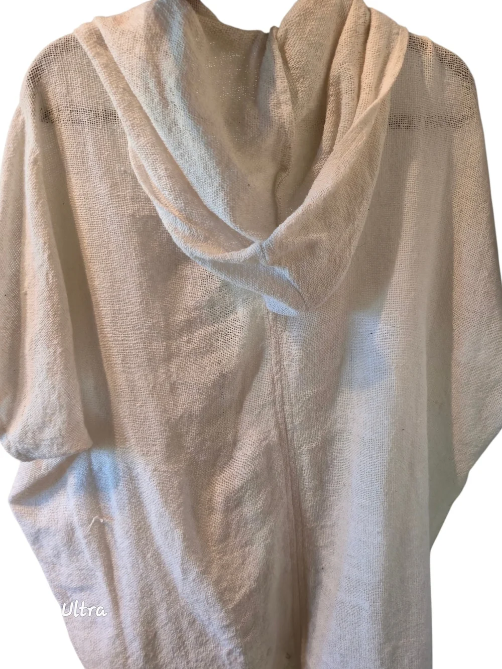 Cream Knit Hooded Fringe Cover-Up